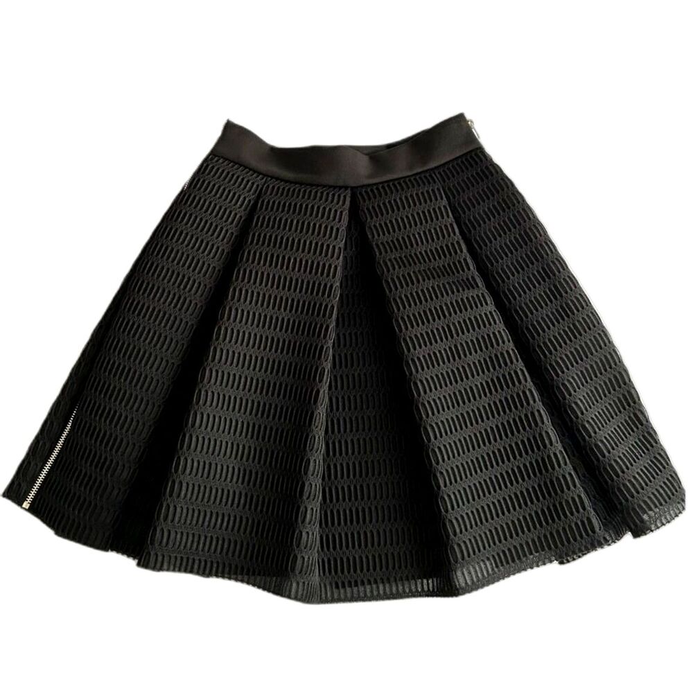 Maje Black Pleated Zippered Sides Mini Skirt